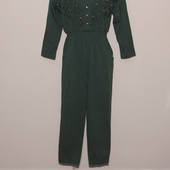 Vintage Bonnie Fringe Bodice Jumpsuit Size Medium Cotton Made in USA - Picture 3 of 12
